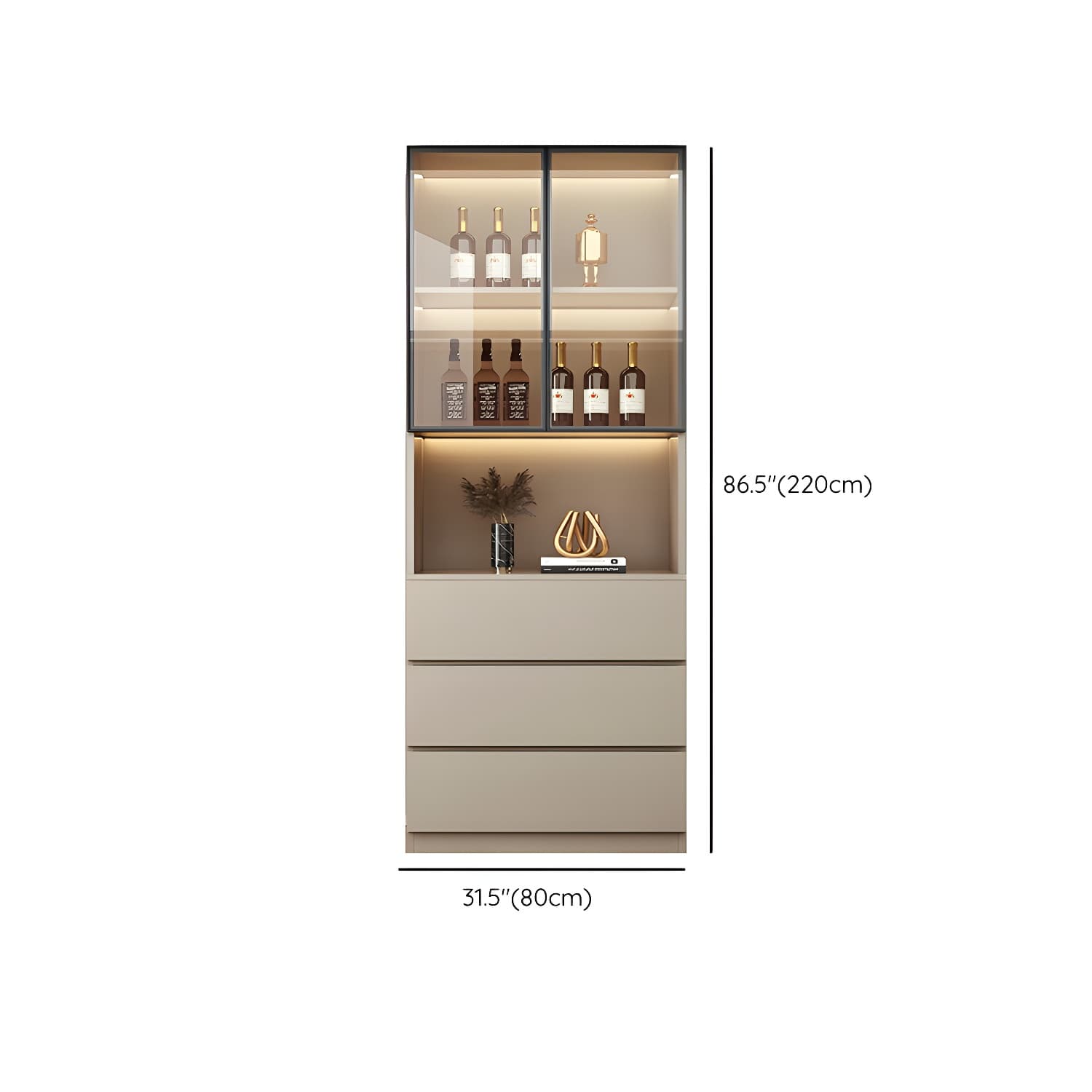 Contemporary Champagne Engineered Wood Shelves Included Sideboard with Doors thumbnail 13