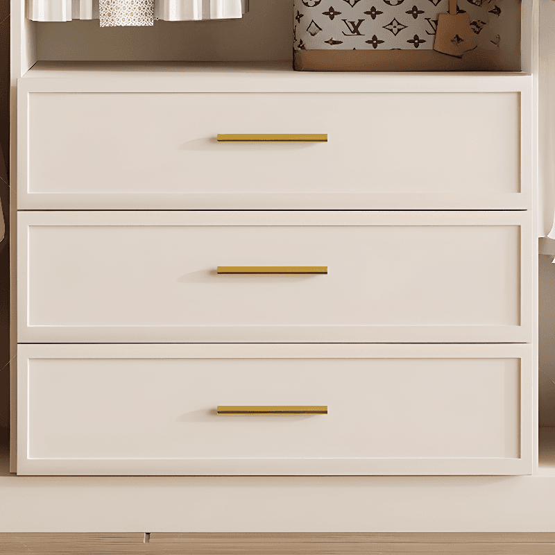 Simplistic White Detached Almirah with 3 Drawers, Interior Shelves, and Hinged Door thumbnail 4