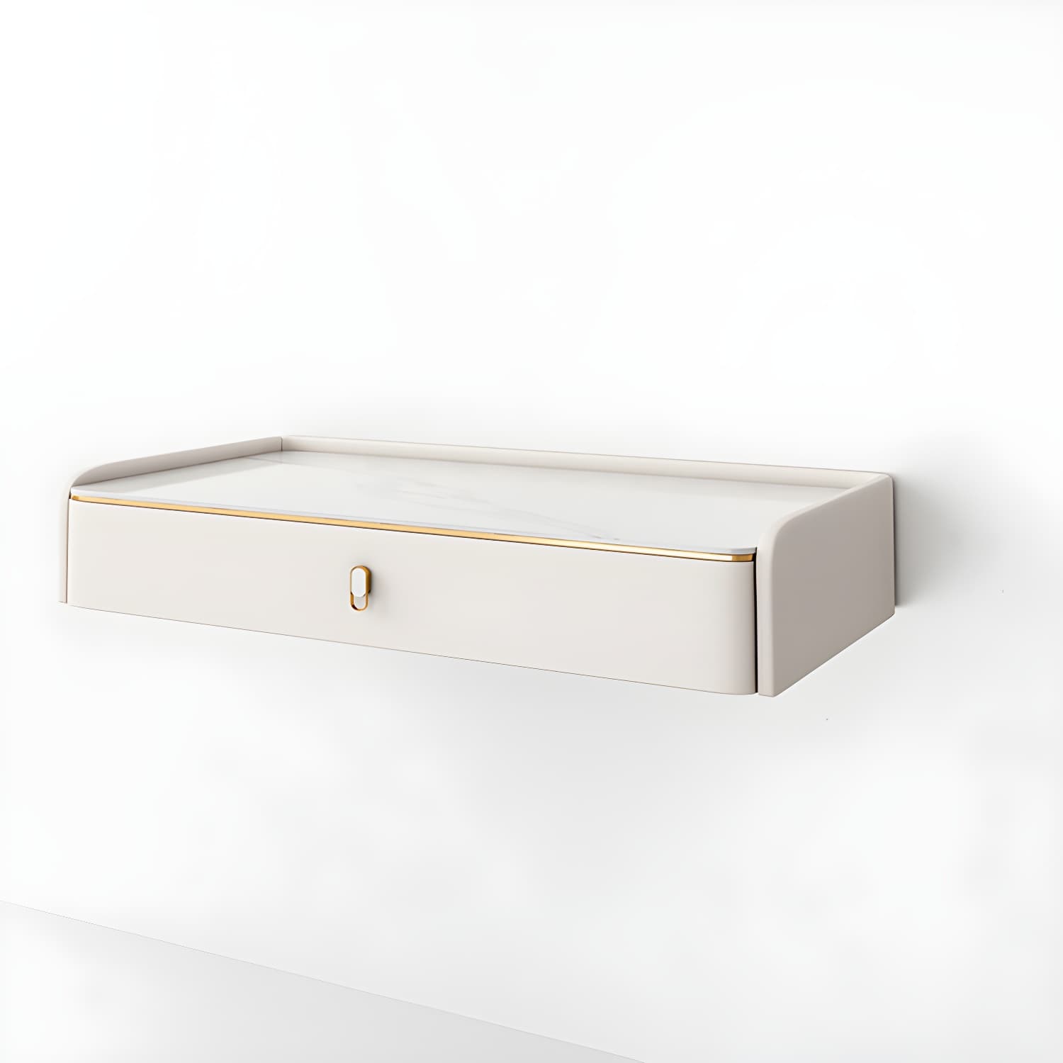 Glam Style Off-white Slate Countertop Wall Mounted with 1/2 Drawer Dresser thumbnail 8