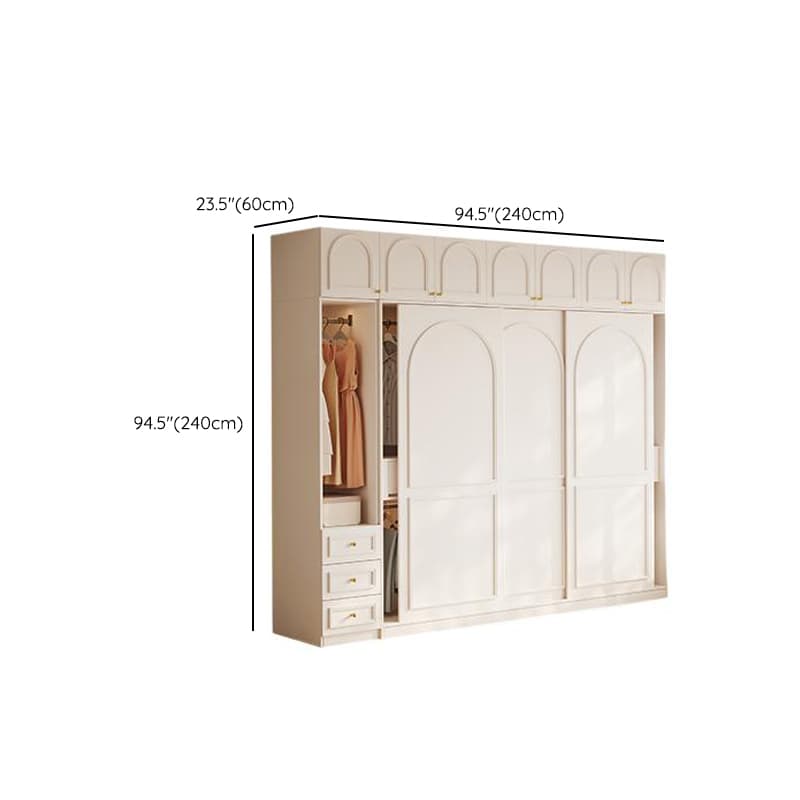 Casual White Wooden Wardrobe with 5 Drawers/4 Drawers/2 Drawers, Interior Shelves & Hanging Rod thumbnail 11