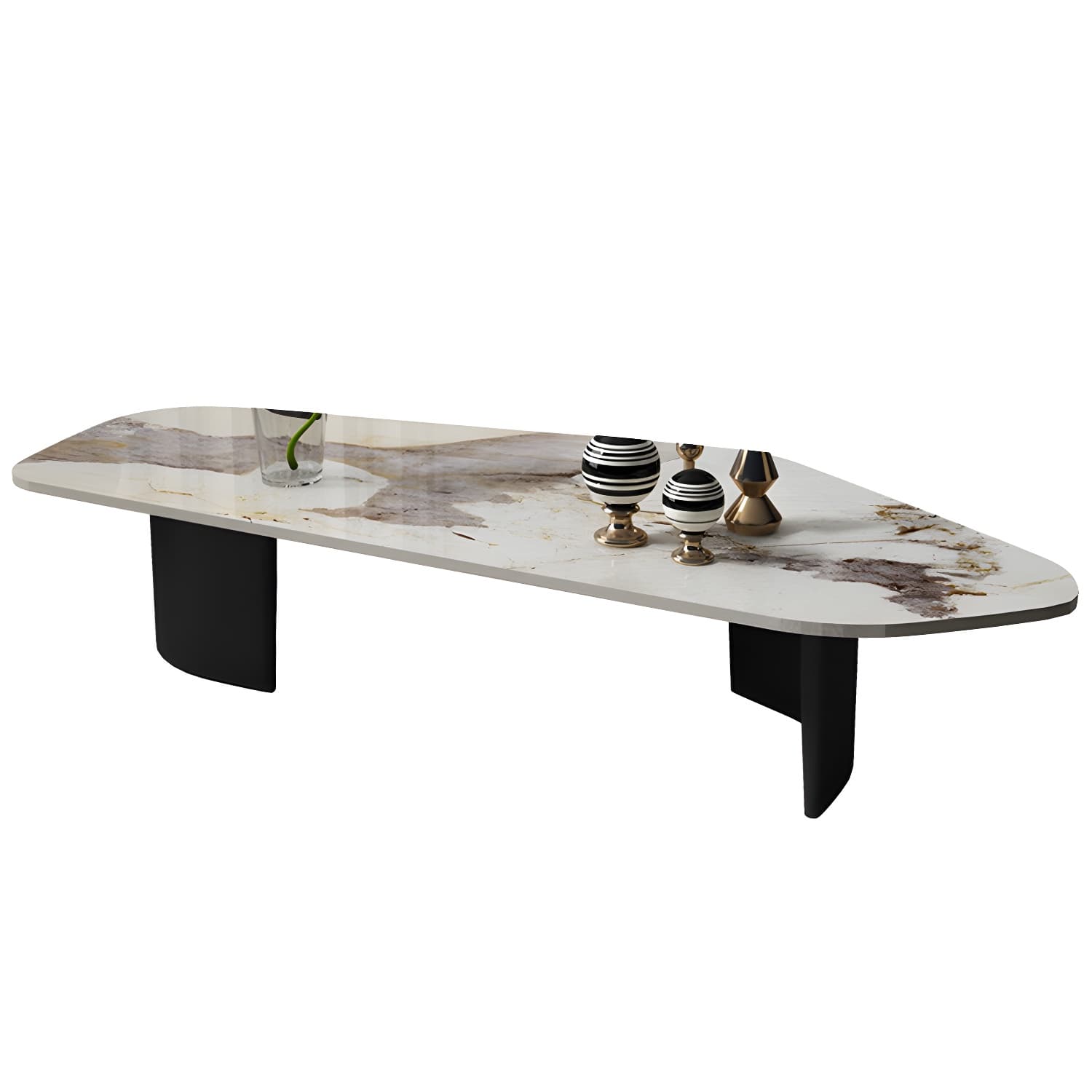 Glam Irregular Slate Top Cocktail Table Sled 15.7" H Coffee Table thumbnail 6