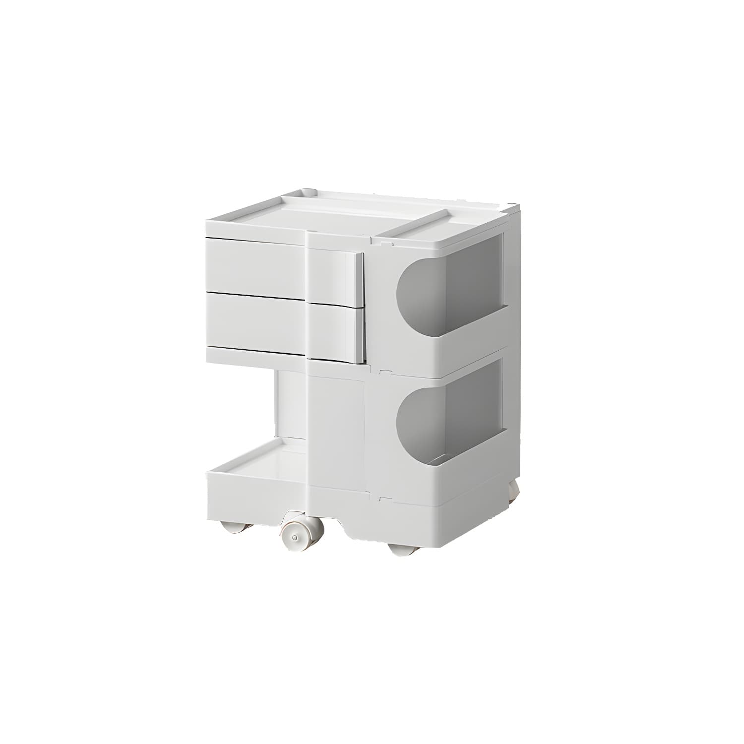 Modern Plastic Night Table Open Storage Night Stand with Wheels thumbnail 8