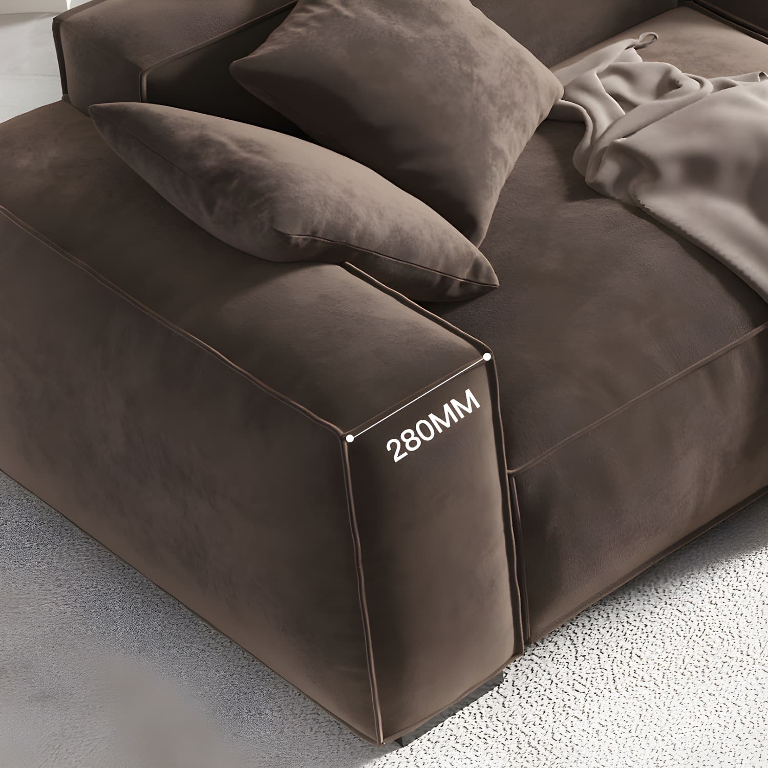 Brown Scandinavian Sectional/Sofa with Square Arm for Apartment thumbnail 9