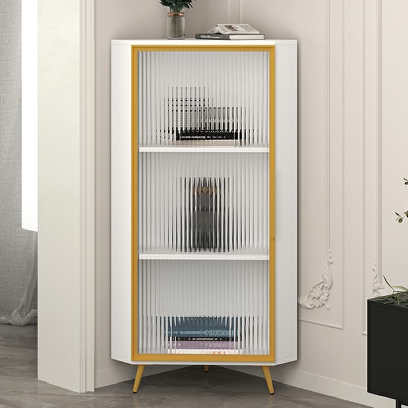 Golden Metal Corner Accent Cabinet with Glass Doors & Lighting Included thumbnail 6