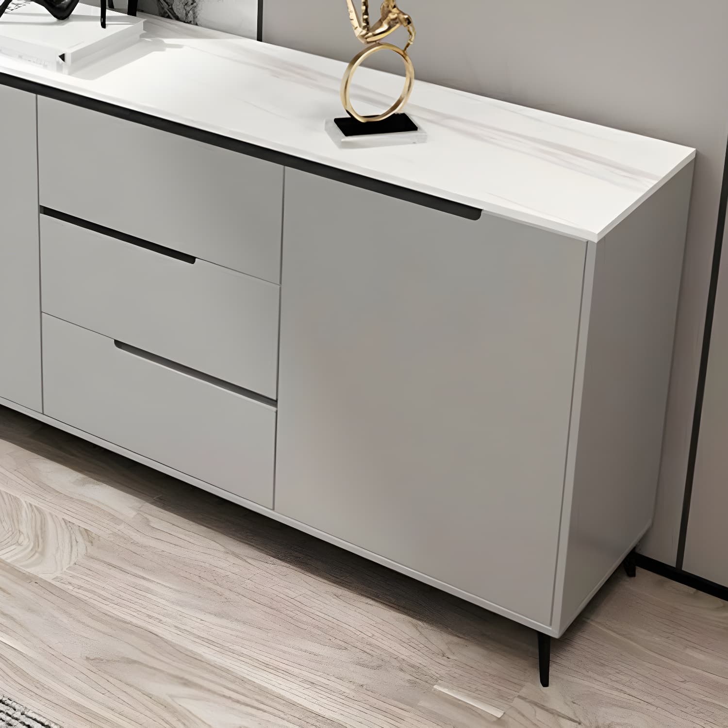 Modern Wood Sideboard with 3 Drawers and 3 Doors - Overall Dimensions 40cm W x 85cm H thumbnail 12