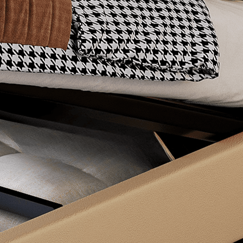 Beige Solid Color Storage Bed with 3 Storage Boxes, Sponge Upholstery, and Illumination Light thumbnail 5