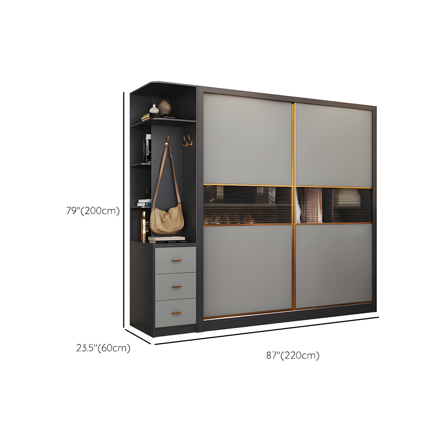 Modern Wood Freestanding Wardrobe Soft Close Drawer and Doors Wardrobe thumbnail 19