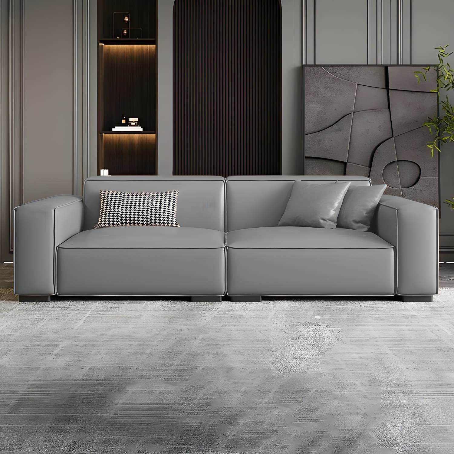 Extra Long Modern Wood Sofa with Stain Resistant Fabric and Seat for 5 People thumbnail 10
