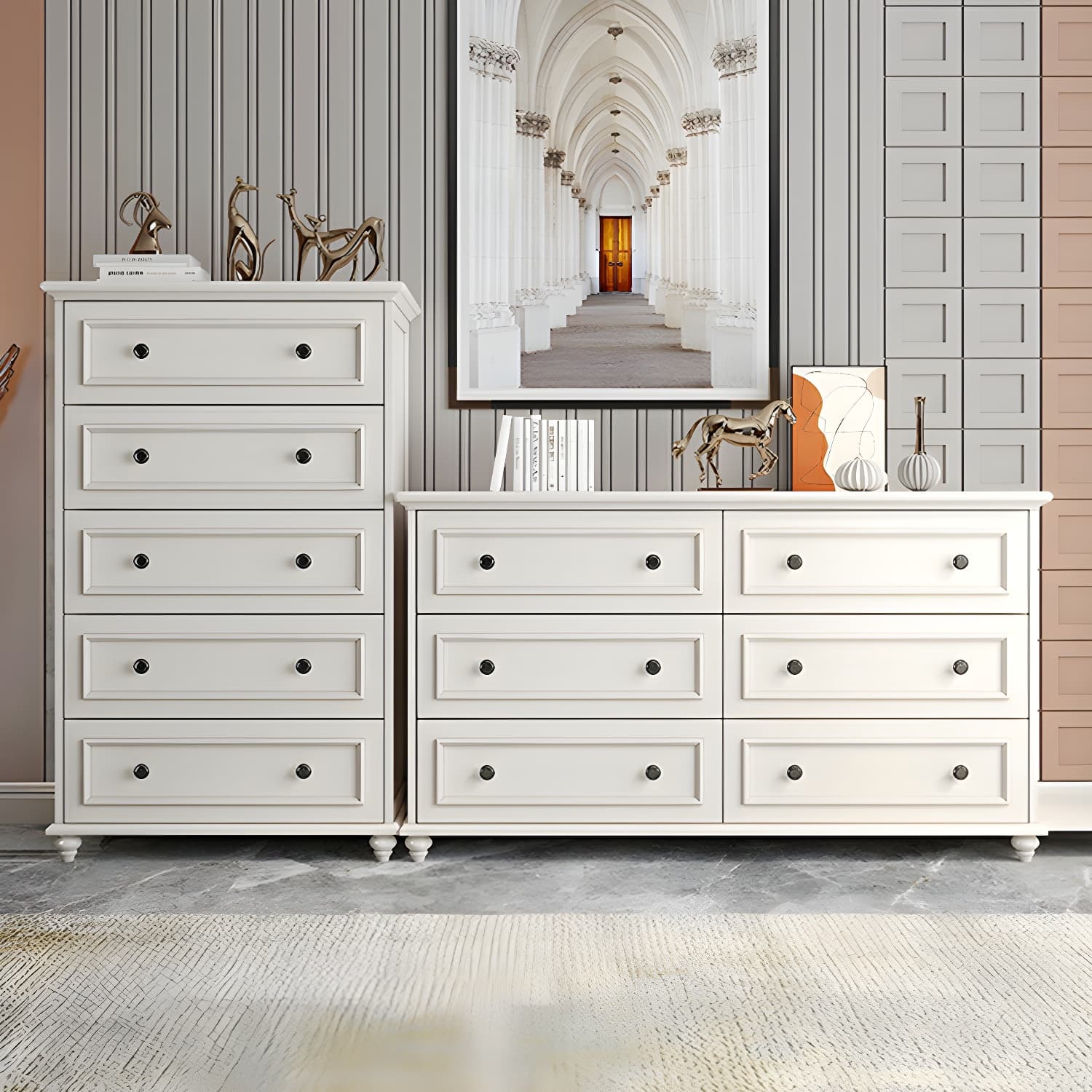 Solid Wood and Soft-Close Drawers Modern Chest with Wood Top thumbnail 14
