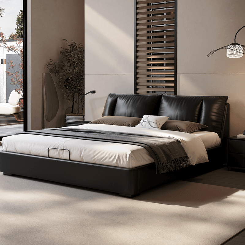 Solid Color Storage Bed/Platform Bed with Down Upholstery for Bedroom thumbnail 1