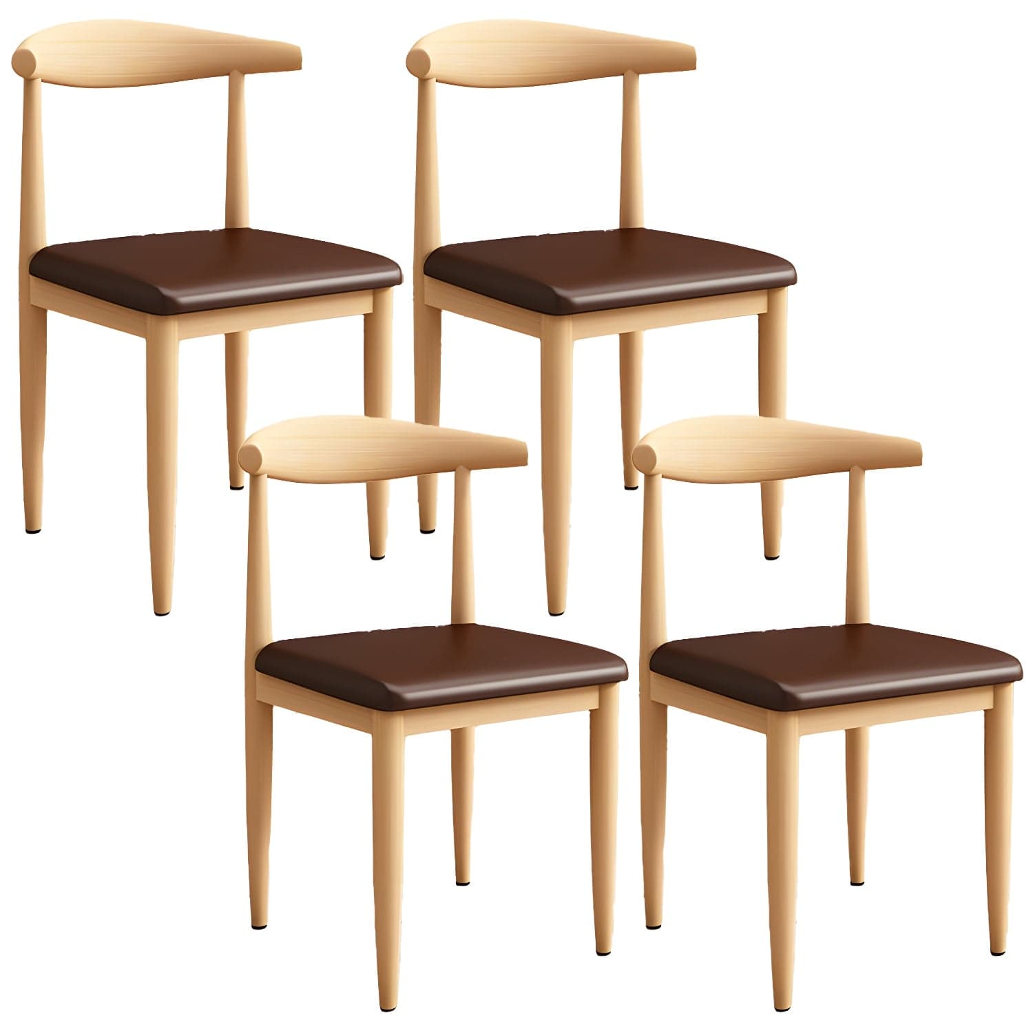 Modern Kitchen Dining Chairs Open Back Dining Chair with Metal Base thumbnail 5