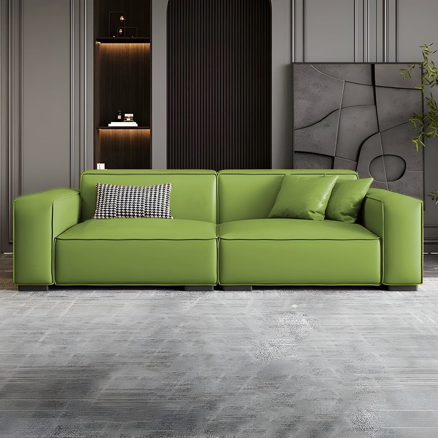 Extra Long Modern Wood Sofa with Stain Resistant Fabric and Seat for 5 People thumbnail 9