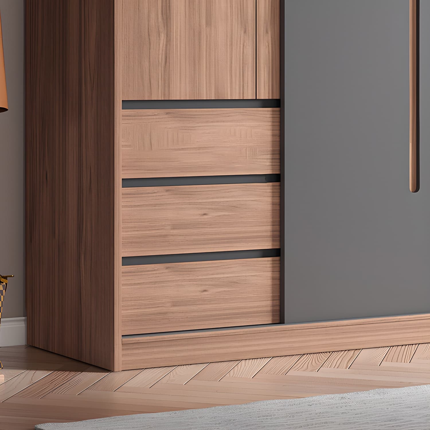 Contemporary Sliding Door Storage Cabinet Bedroom Cabinet with Drawers thumbnail 9