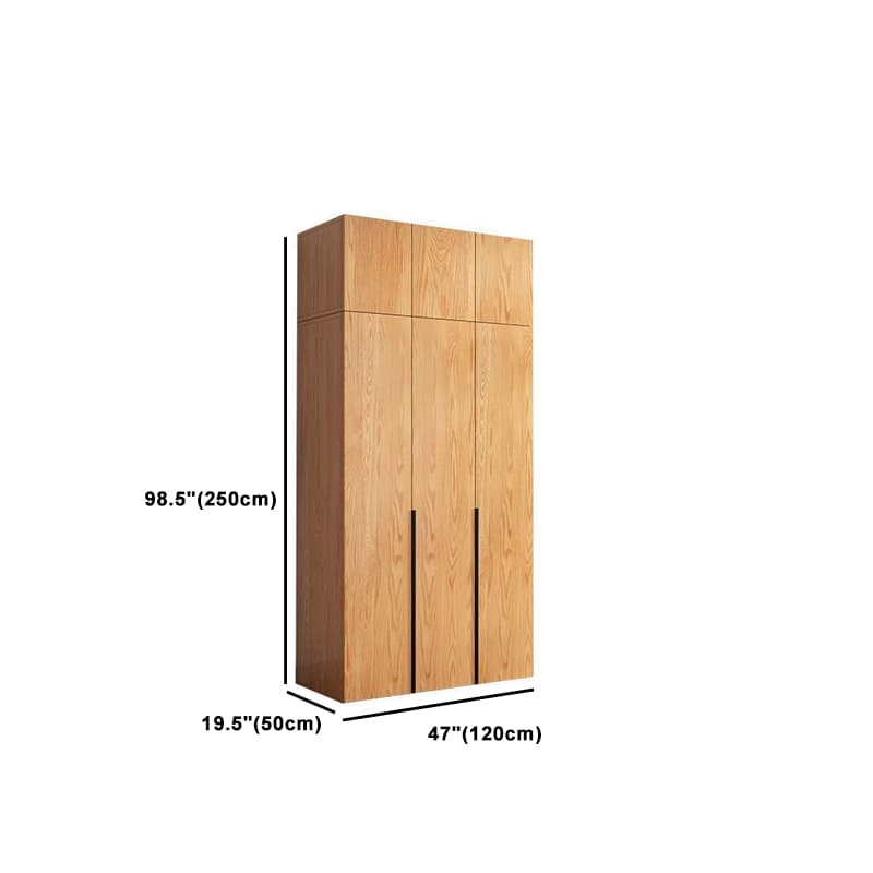 Natural Wood Freestanding Wardrobe Closet with Natural Doors thumbnail 21