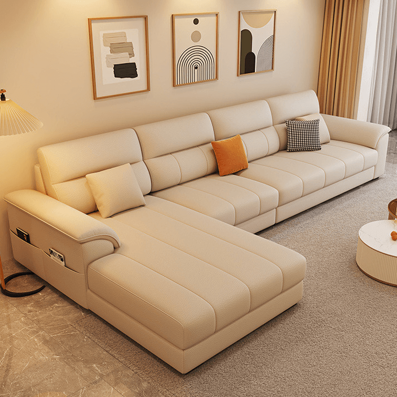 Straight/L-Shape Reversible/Horizontal Sofa/Sofa Recliner with Concealed Support & Natural Wood Frame thumbnail 1