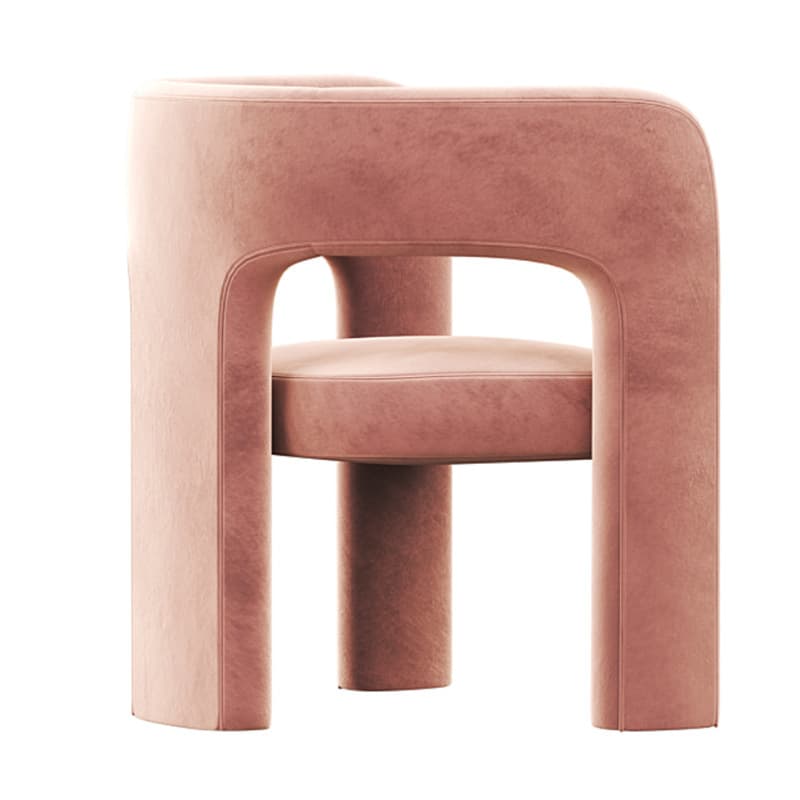 Soft-pile Fabric Upholstered Secure Outlined Arm Chair with Curved Back and Dark Blue/Light Green/Blush Legs in a Nordic Style thumbnail 14