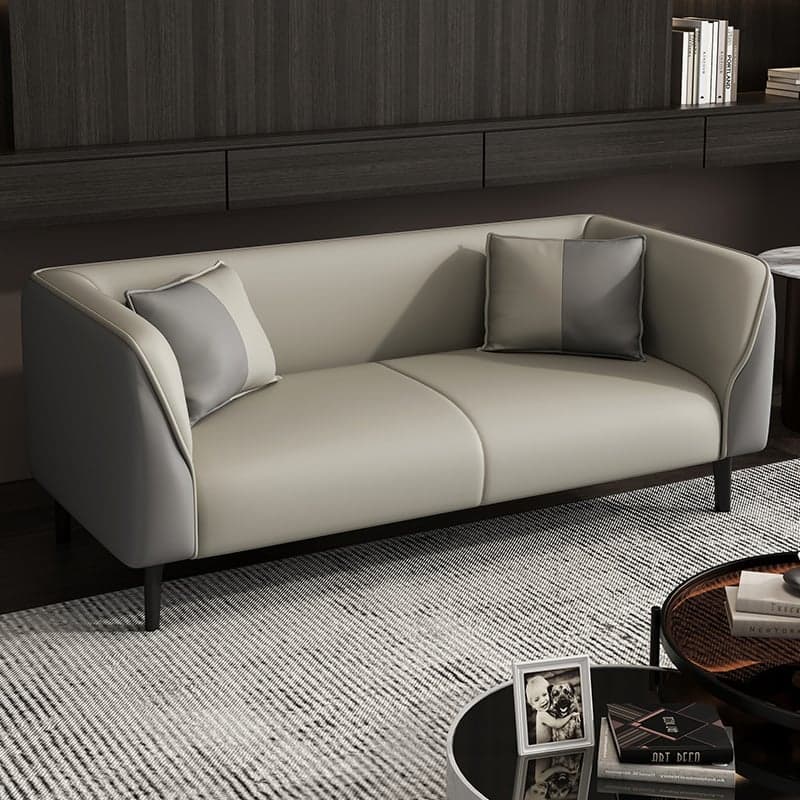 Contemporary Faux Leather Tuxedo Sofa with Water Resistant Design and Foam Seat Cushions thumbnail 4