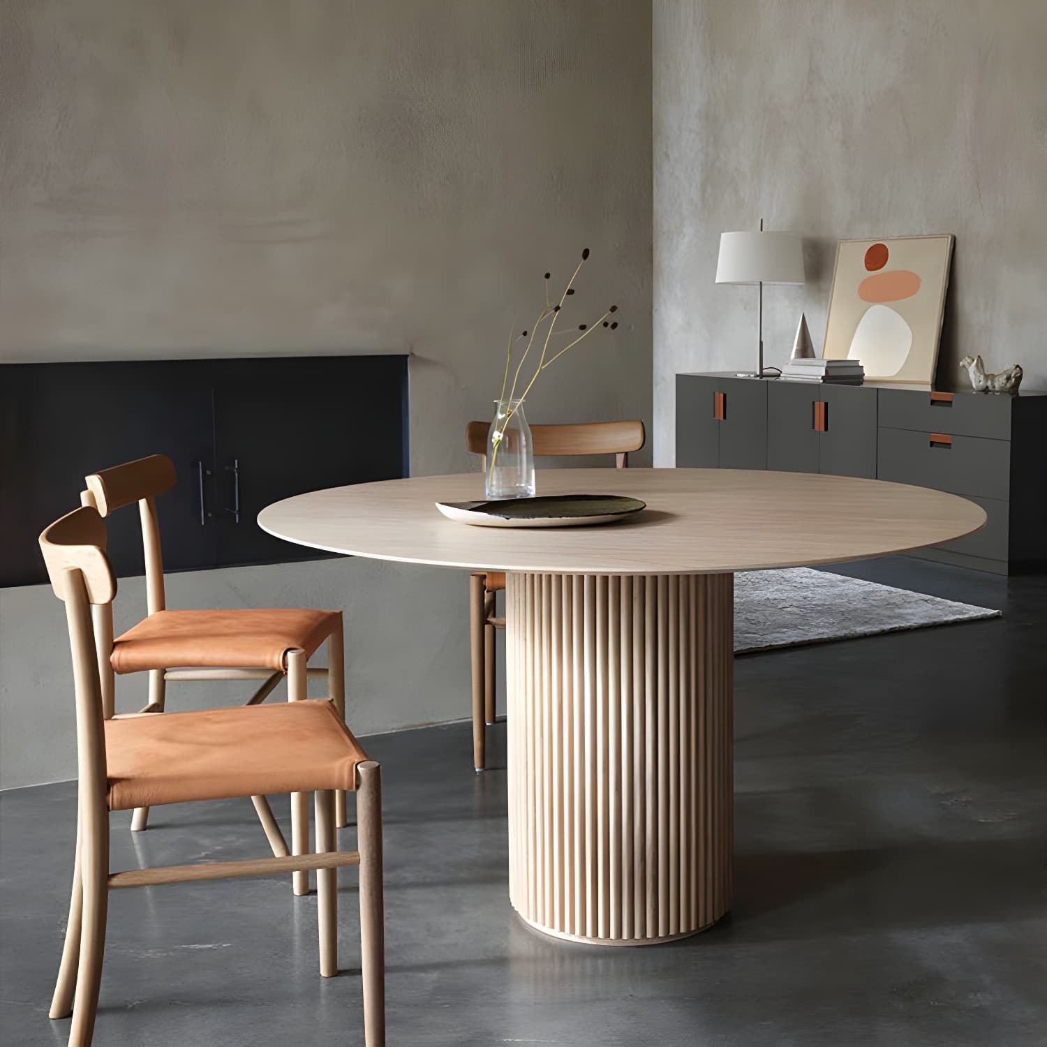 Modern Round Wood Dining Table Home Kitchen Dinner Pedestal Dining Table thumbnail 6