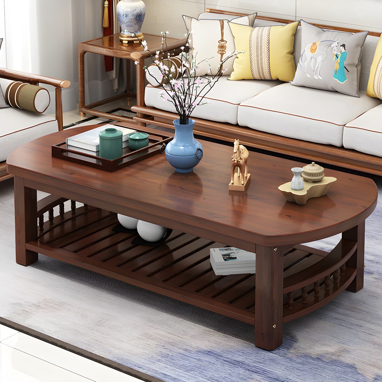 Contemporary Coffee Table Storage Solid Wood Coffee Cocktail Table thumbnail 7