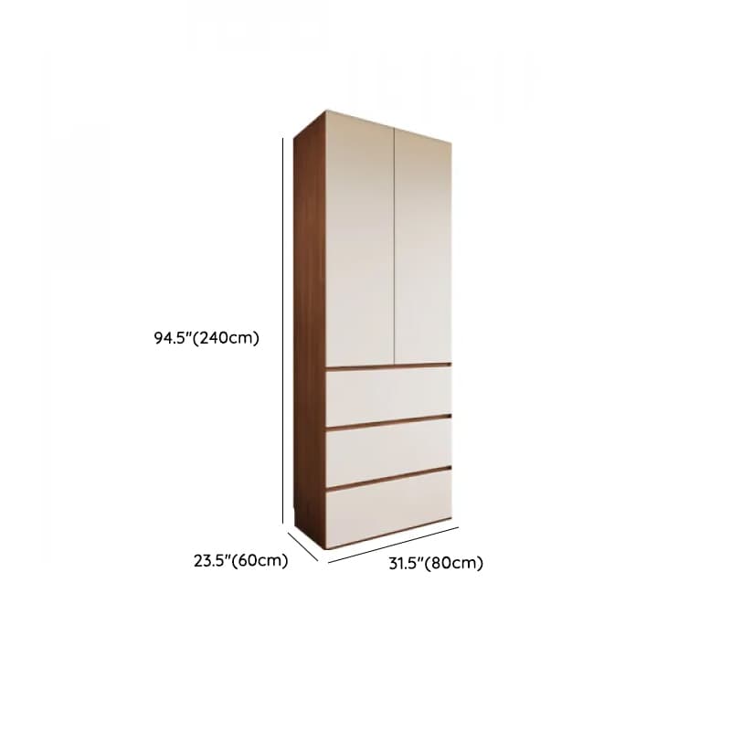 White Minimalist Manufactured Wood Independent Wardrobe Closet with Soft Close Drawer, Soft Close Door, and Interior Shelves thumbnail 17
