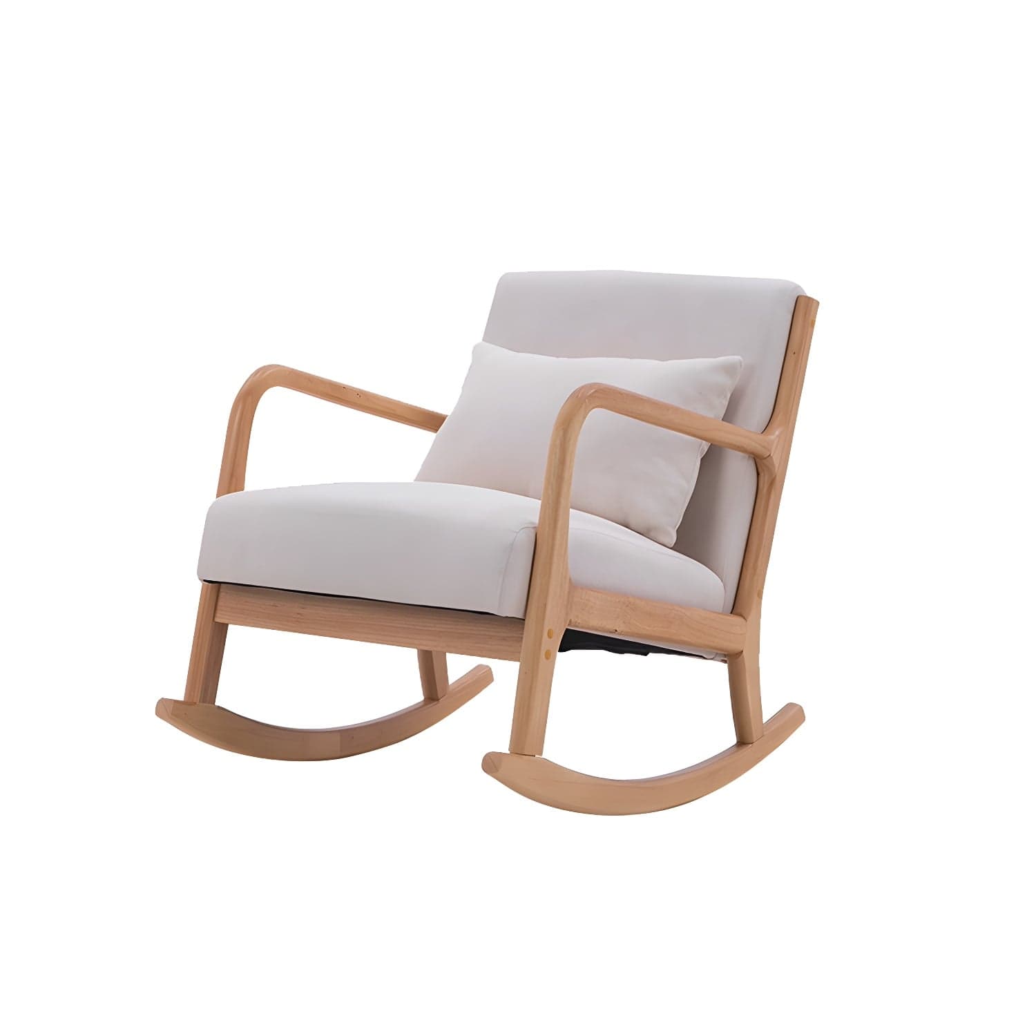 Mid-Century Modern Rocking Accent Chair with Solid Wood Frame and a Pillow thumbnail 6