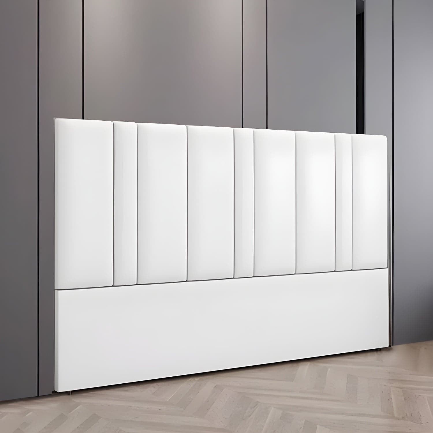 Stylish Upholstered Panel Headboard with Wood Legs and Modern Rectangular Design thumbnail 7