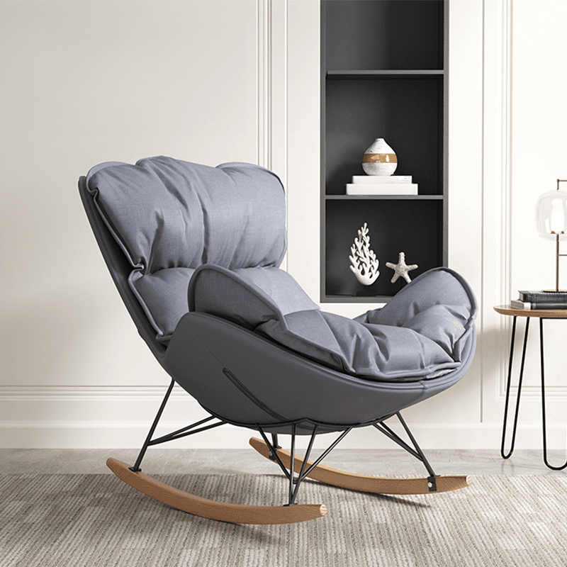 Modish Upholstered Rocking Accent Chair with Ottoman thumbnail 4
