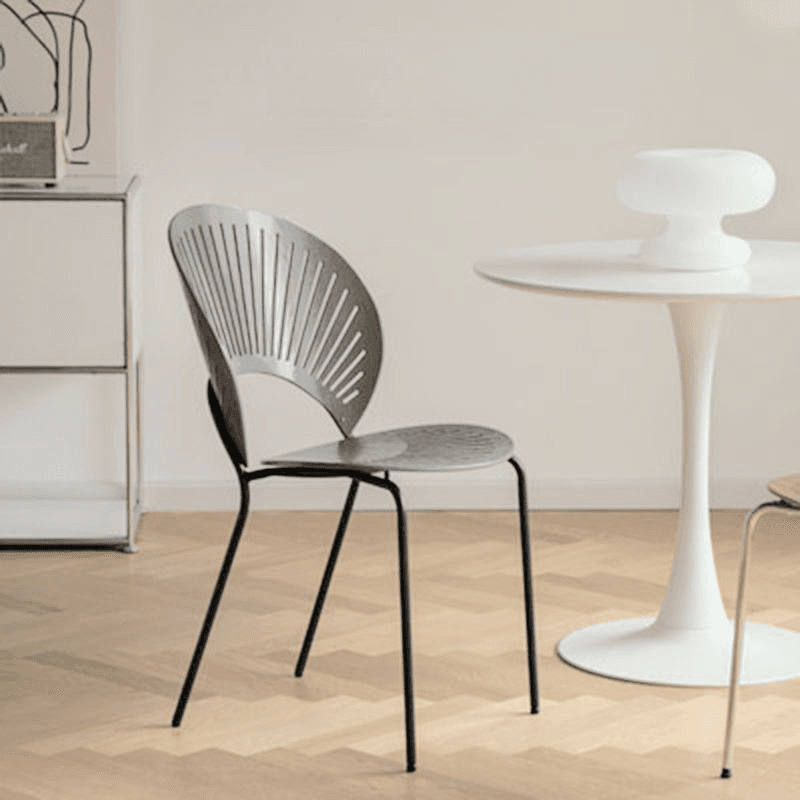 Dining Room Sturdy Side Chair with Outlined Frame and Foot Pads thumbnail 3