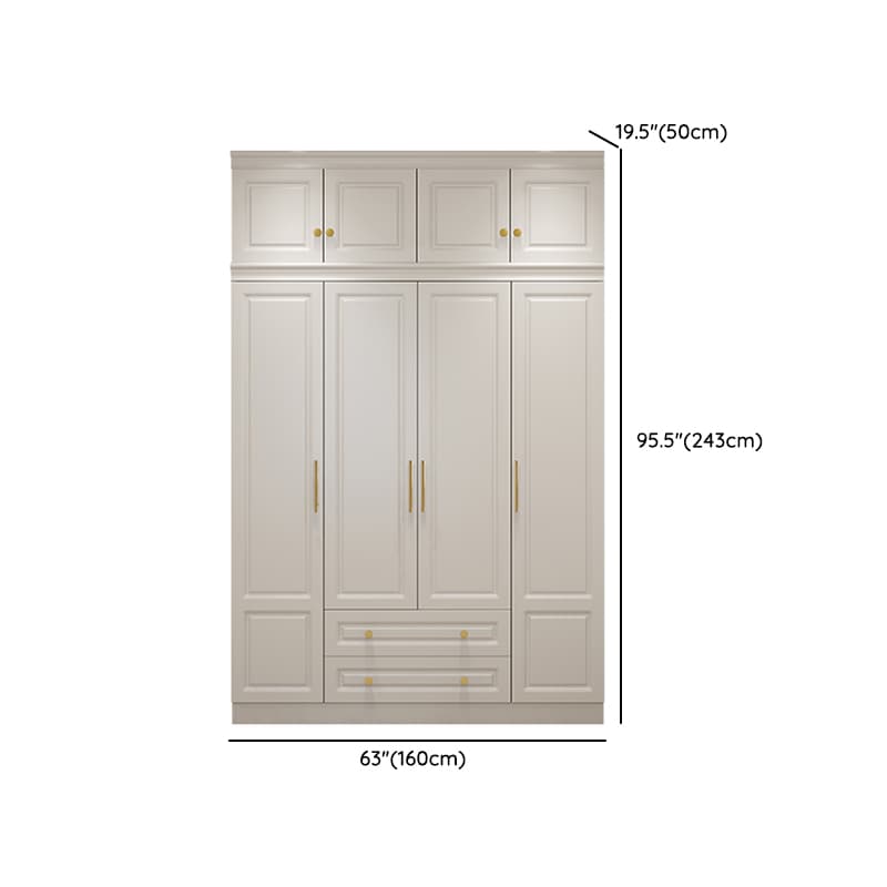 White Minimalist Lumber Wardrobe Closet with Soft Close Drawer, Soft Close Door, Interior Shelves, and Clothing Rod thumbnail 16
