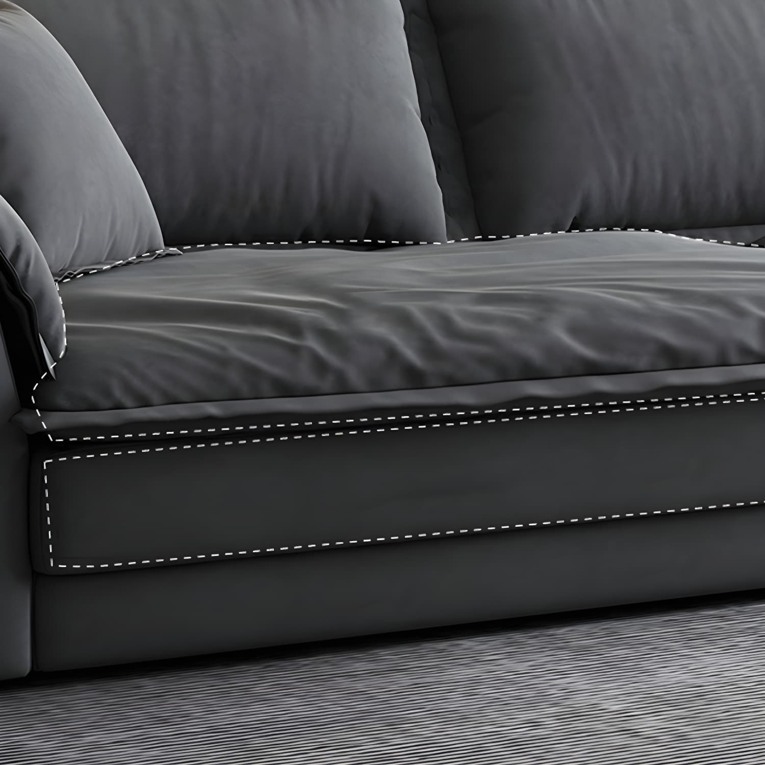Modern Gray Abrasive Cloth Upholstered Stationary Sectional Sofa with Wood Frame thumbnail 7