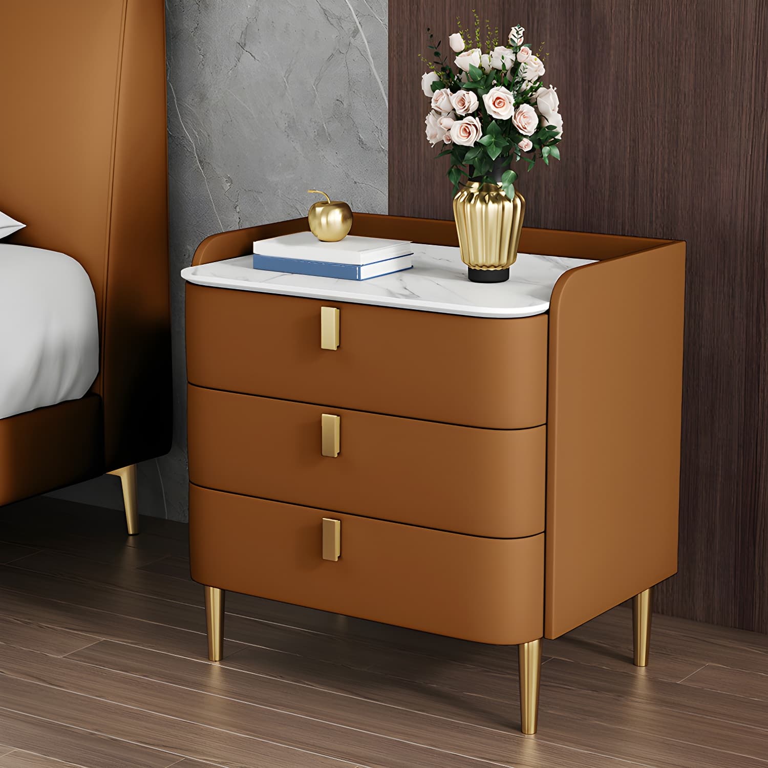 Contemporary Drawer Storage Bed Nightstand Wooden Night Table for Bedroom thumbnail 10