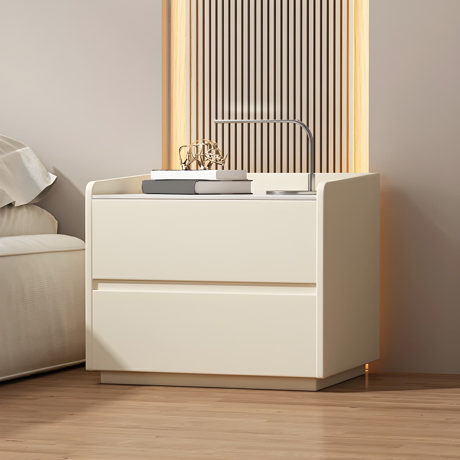 White Slate Countertop Nightstands Increase The Surrounding Height to Prevent Falling thumbnail 2