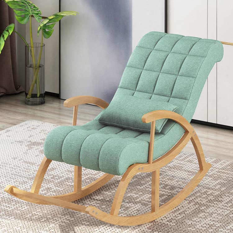 Modern Upholstered Rocking Chair with Removable Cushions - Stylish Pine Frame and Included Pillow thumbnail 13