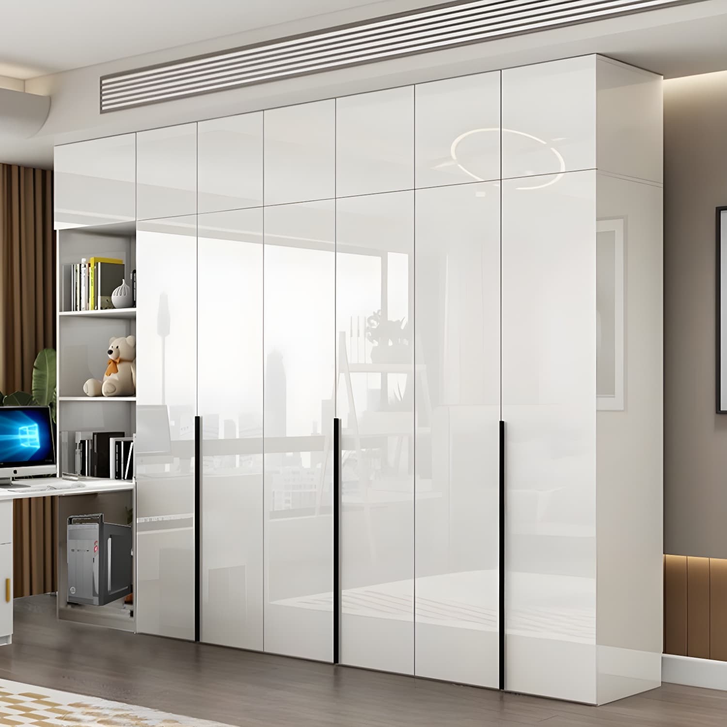 Modern Simple Style Double Door Storage Wardrobe for Bedroom thumbnail 1
