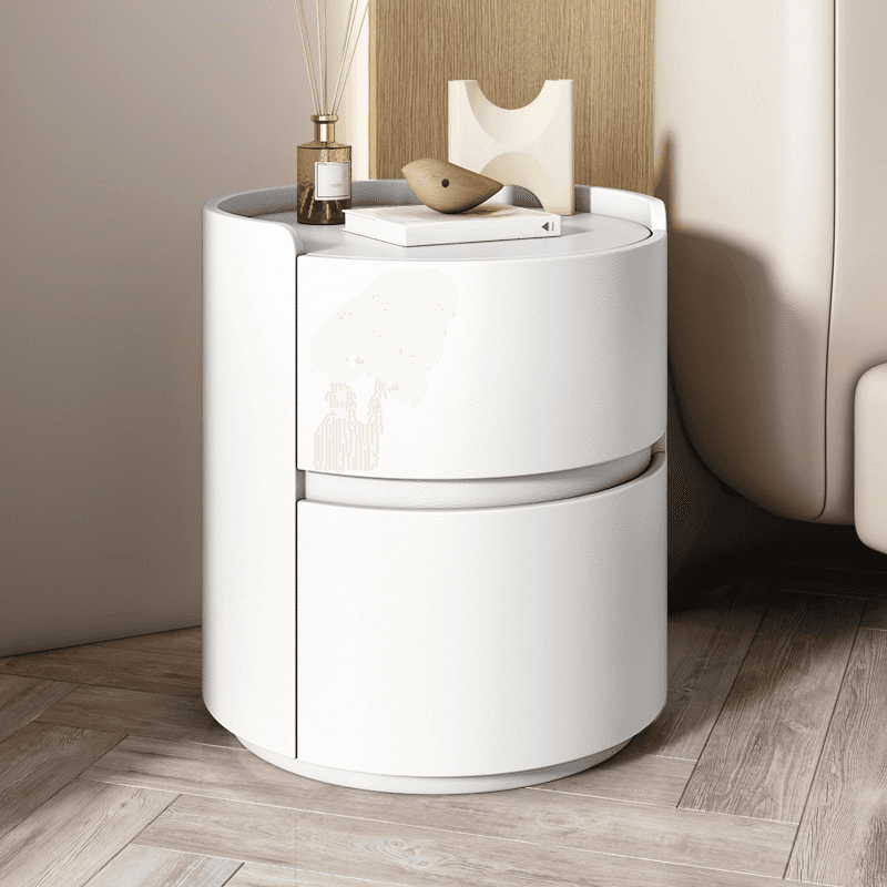 Modern Simple Style Vinyl Leather Nightstand With Drawer Storage, 2 Drawers thumbnail 16