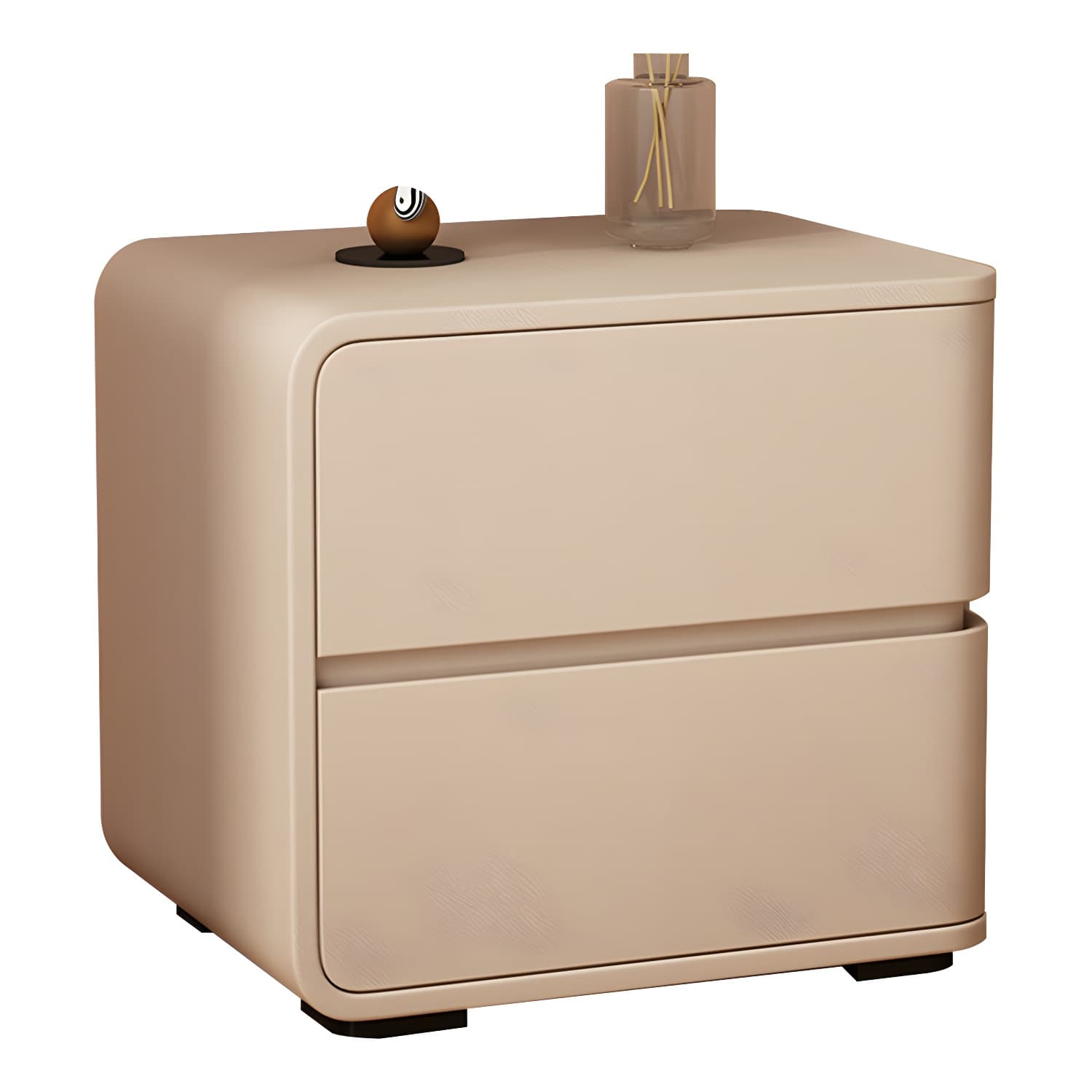 Contemporary Bed Nightstand Solid Wood Bedside Cabinet with 2 Drawers thumbnail 13