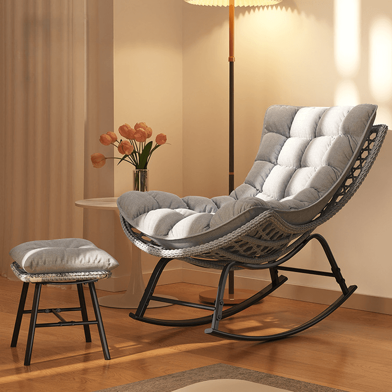 2 Piece Set/1 Piece Set Cushioned Rocking Chair with Ottoman in Resin with Rear in a Modern Simple Style thumbnail 15