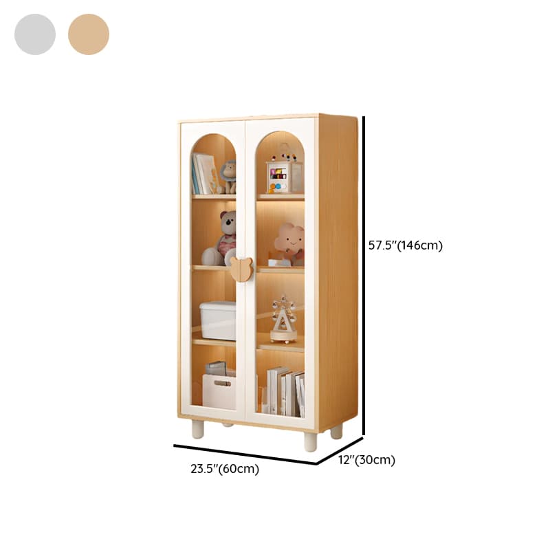 Modern Rectangular Utility Cabinet with Closet, Manufactured Wood Countertop, Glass-panel Door, White/Natural Top thumbnail 12