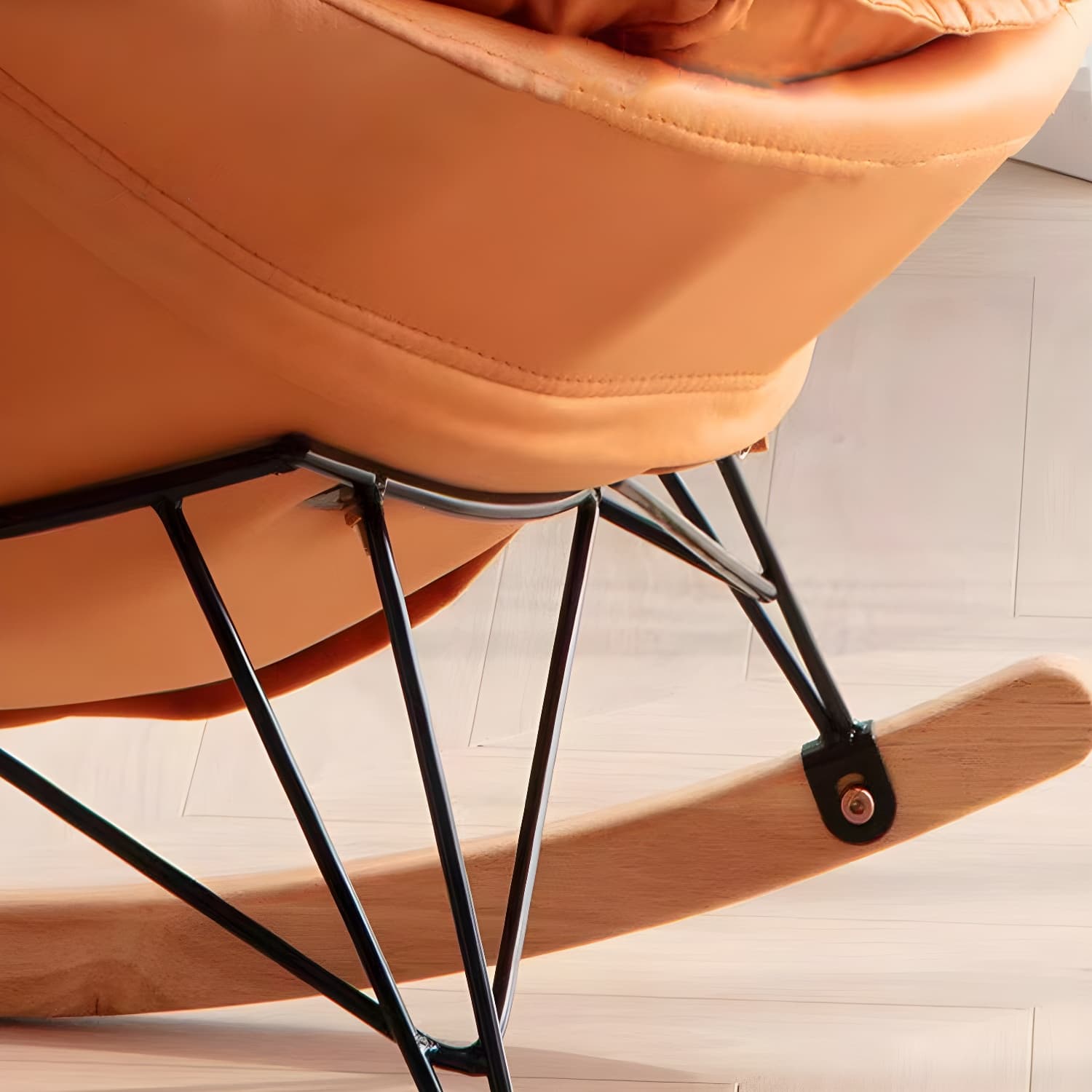 Modern Plain Rocking Chair Faux Leather Water Resistant Chair with Ottoman - image 9