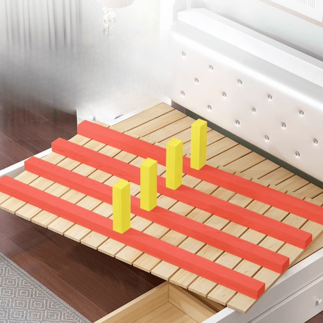 Casual Pine Wood Cabinet Bed/Pallet Bed Frame with 2 Drawers thumbnail 6