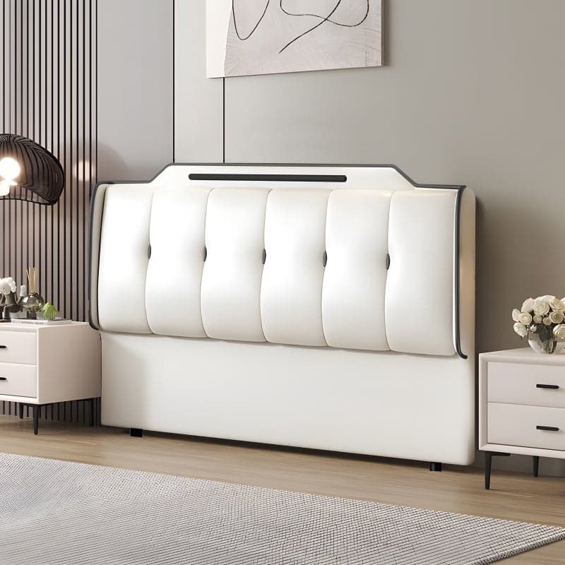 Simplistic Wingback Headboard with Camelback Shape for Queen Bed, Piled Tufted, Standard Height, Sponge Upholstery Fill, No Distressing thumbnail 3