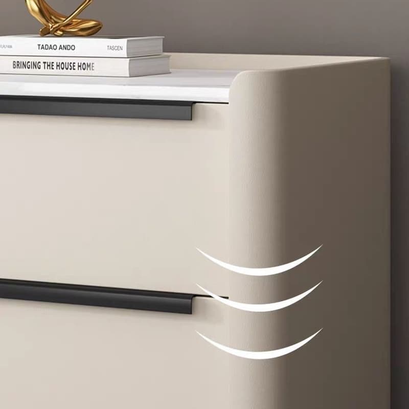 Modern Faux Leather Drawer Storage Nightstand in Stone Finish thumbnail 14