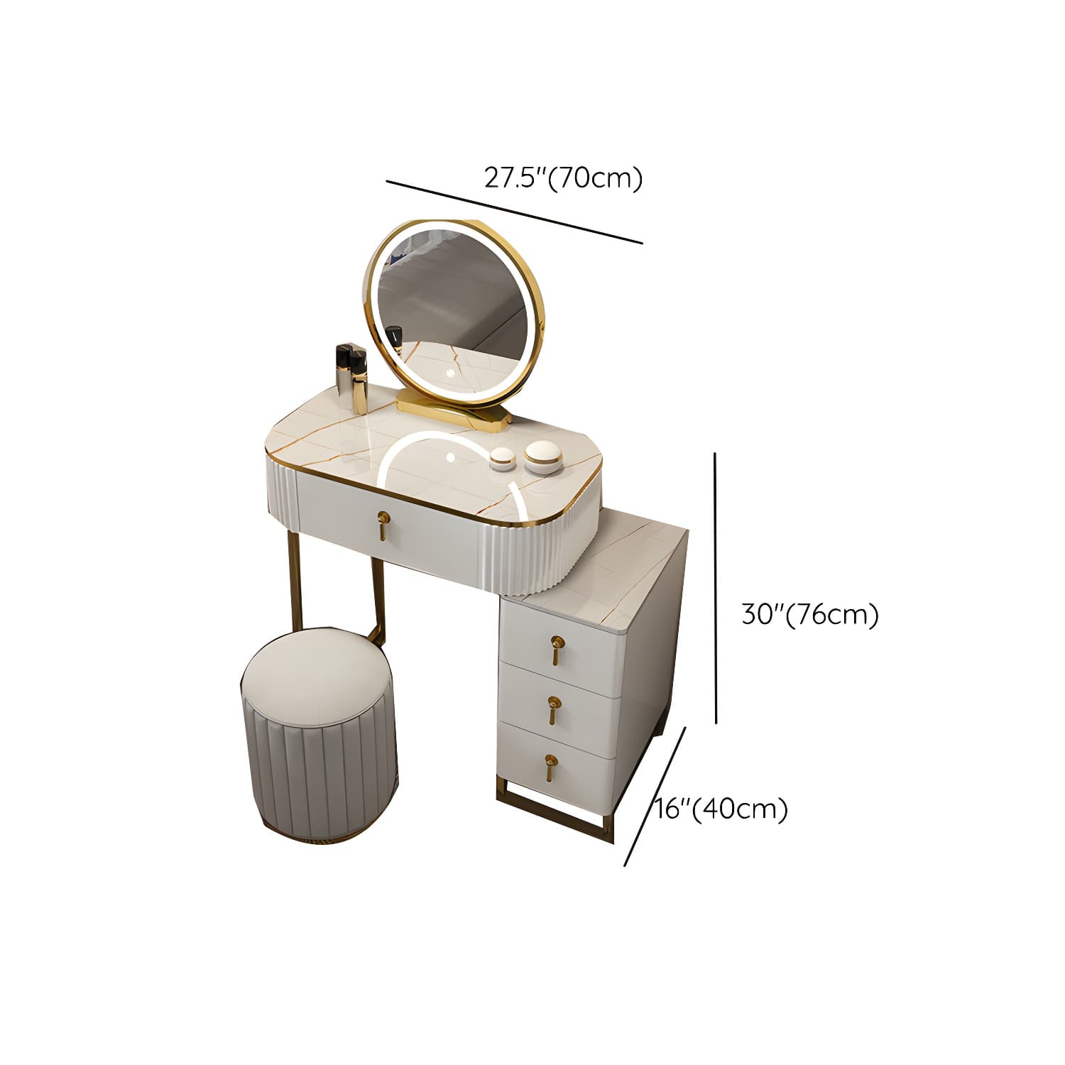 Contemporary Makeup Vanity Desk Table 29.9" H Bedroom Makeup Counter thumbnail 33