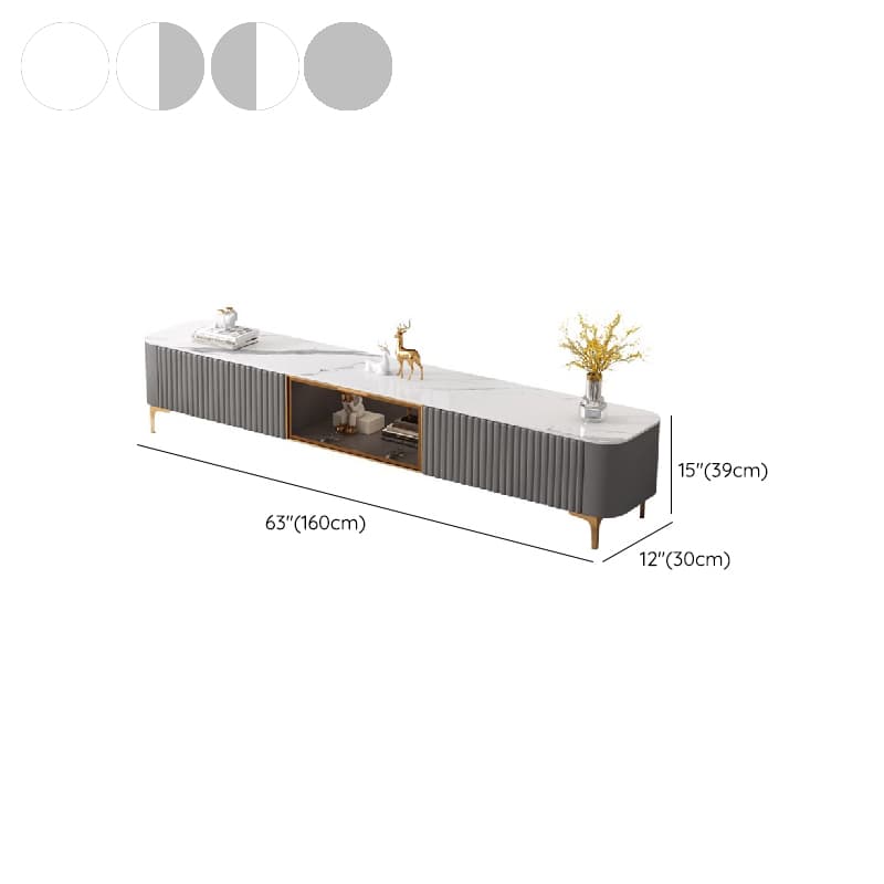 Simplistic Rectangular Vitreous TV Stand with Locker, Cable Management & 2 Drawers thumbnail 17