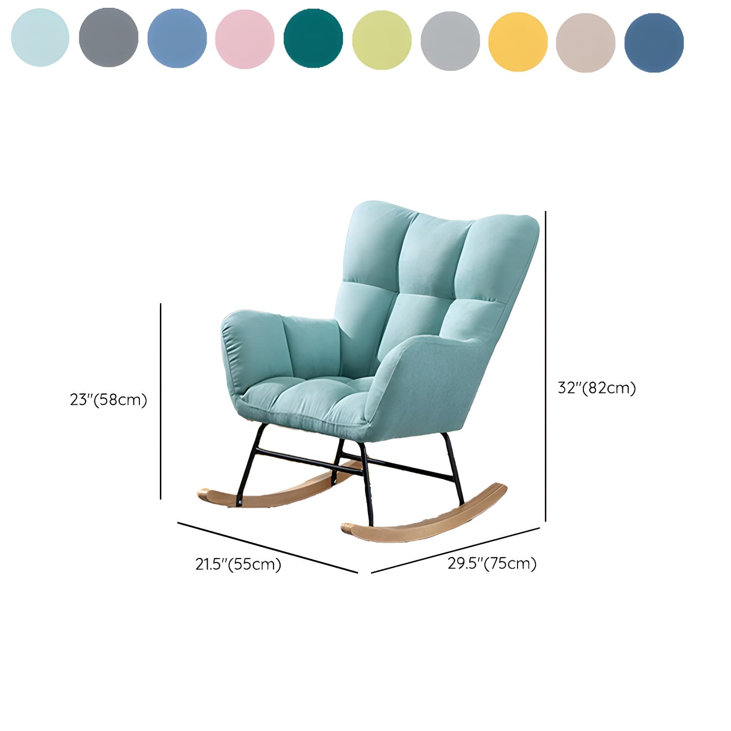 Modern Upholstered Rocking Chair Wingback Rocker Chair for Living Room thumbnail 26
