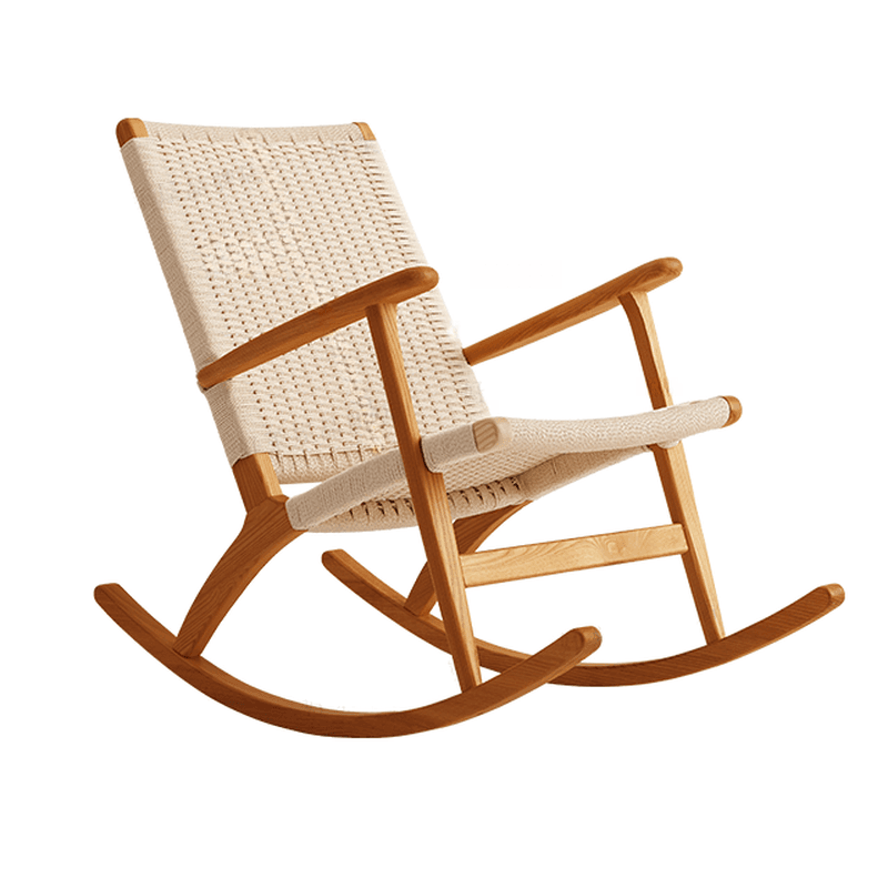 Asian Style Wicker Front Porch Rocking Chairs with Track Arm thumbnail 3