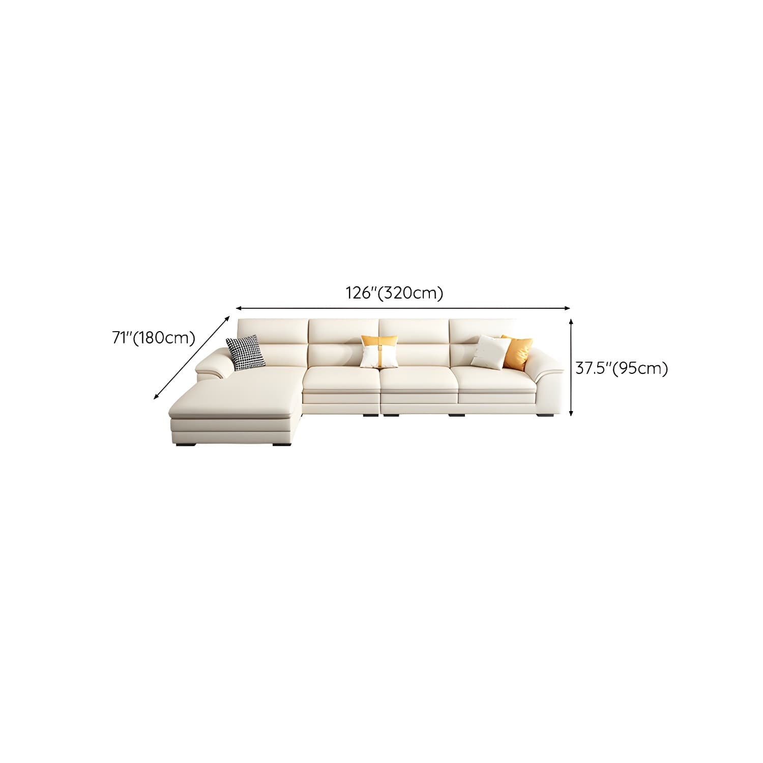 Modern Beige Stationary Sectional Sofa in Scratching Cloth with Wood Frame and Pillow Top Arms thumbnail 25
