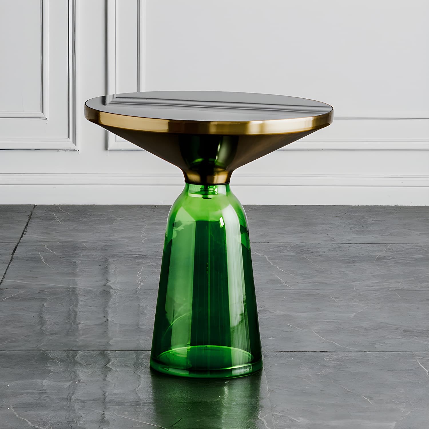 Pedestal Cone Coffee Table Modern Round Glass Top Cocktail Table thumbnail 3
