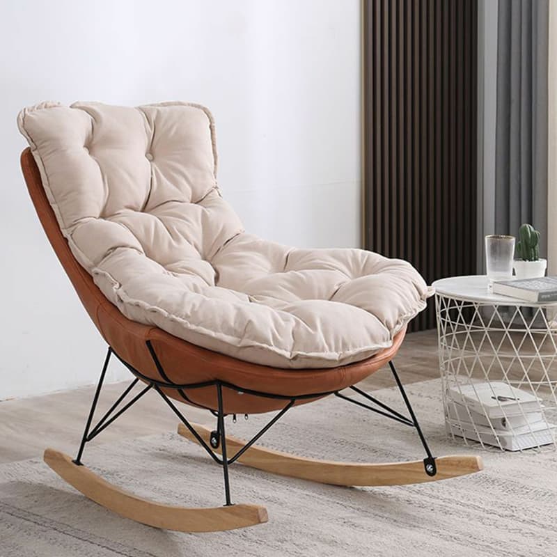 Stationary Rocker for Nursery Natural Wood Finish with Ottoman and Rear thumbnail 8