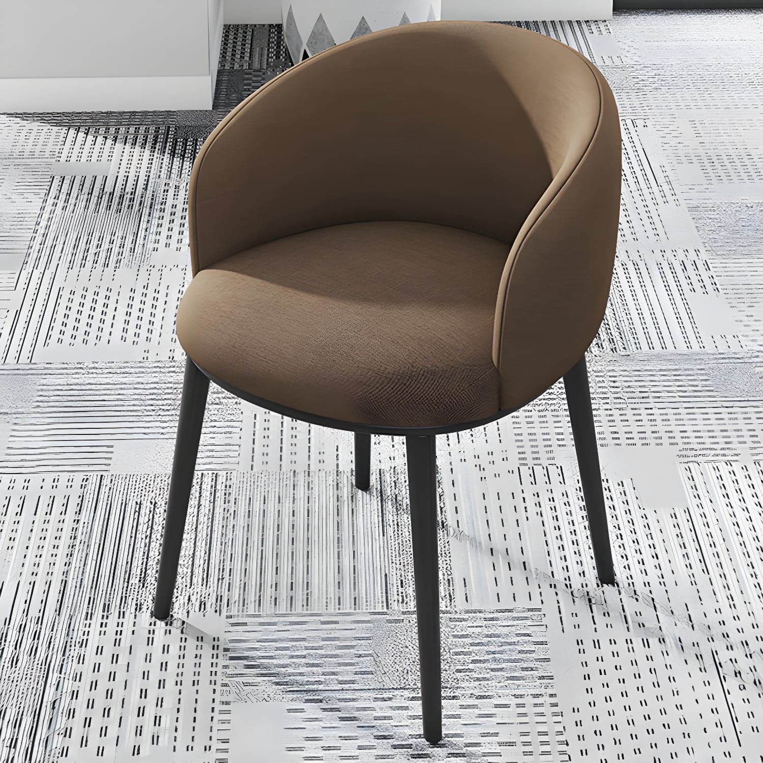 Modern Upholstered Home Arm Chair Solid Back Matte Finish Dining Chair thumbnail 2